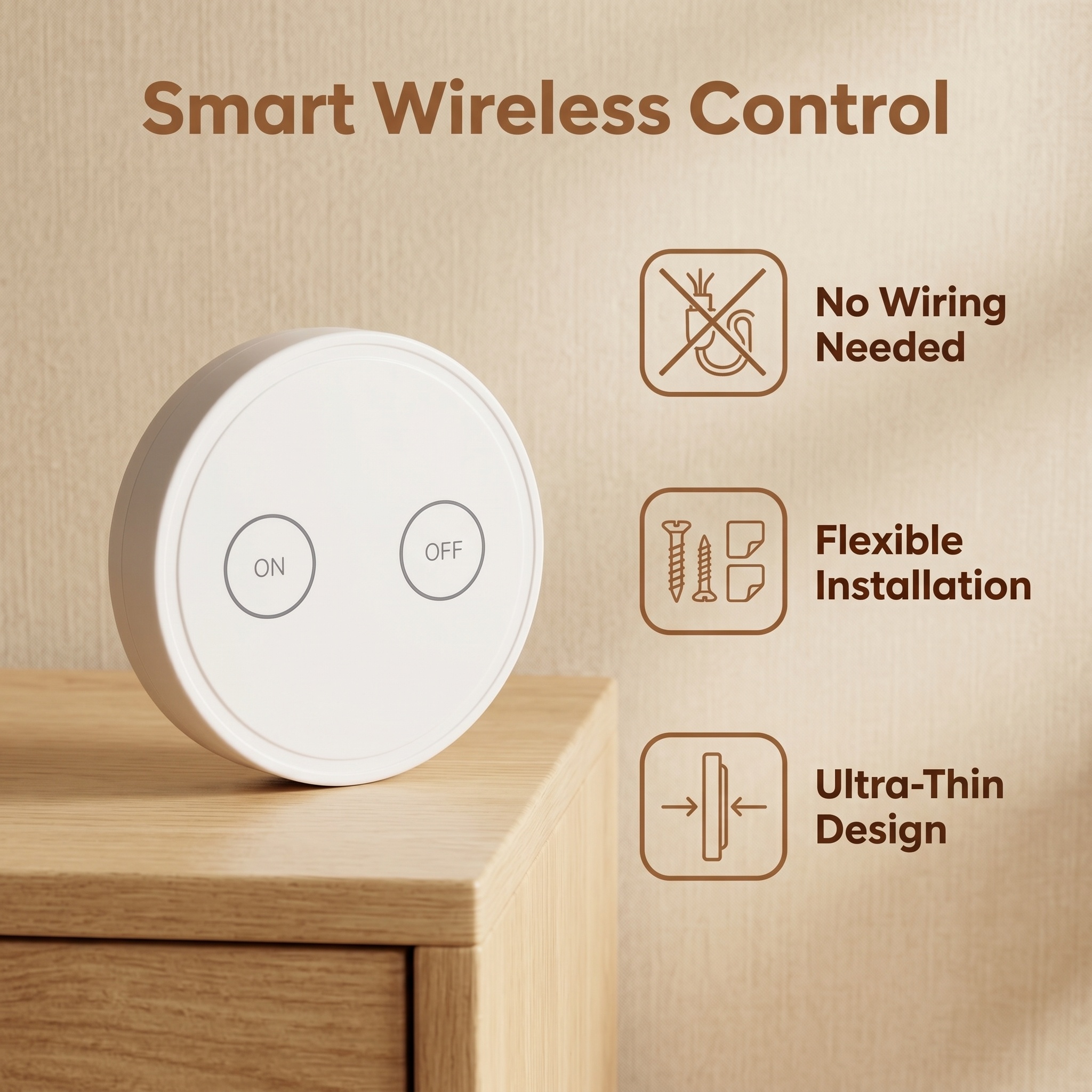 Wireless Touch Light Control Switch – FSK Modulation, Magnetic Wall-Mount Remote for Lamp, Fan, Socket 