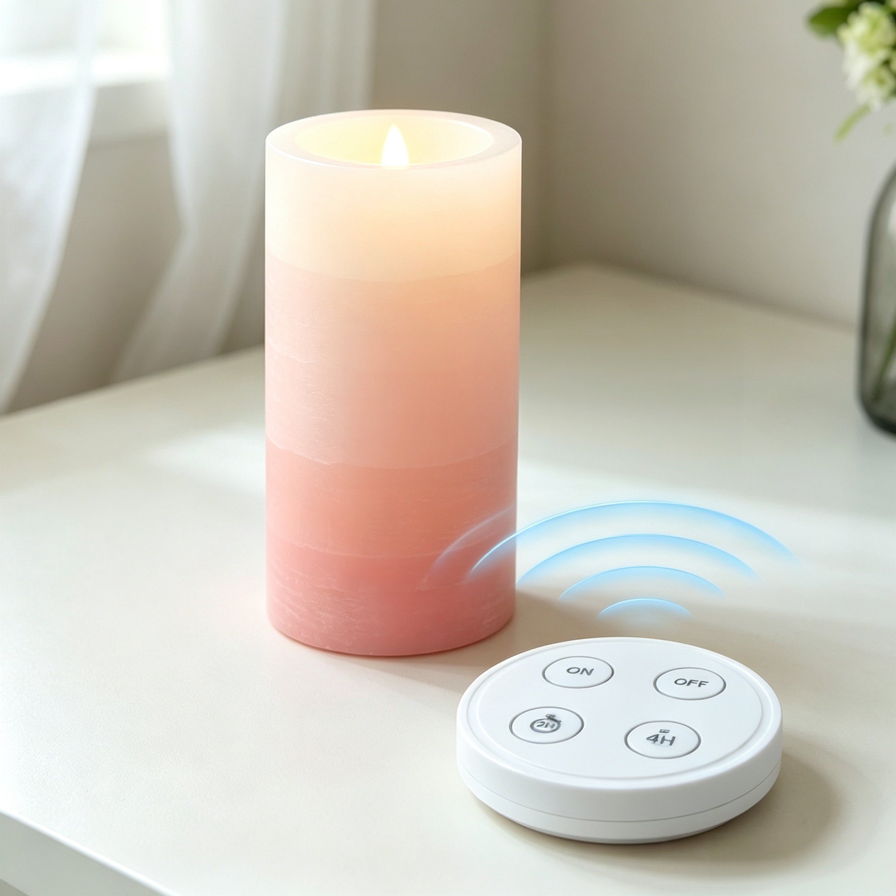 Wireless Remote Control Premium Electronic LED Candles – Real Wax Flameless Candles with RF Remote, Touch-Silent Switch, Wall-Penetrating Long Range Control, Customizable Brand & Functions ( Pink )