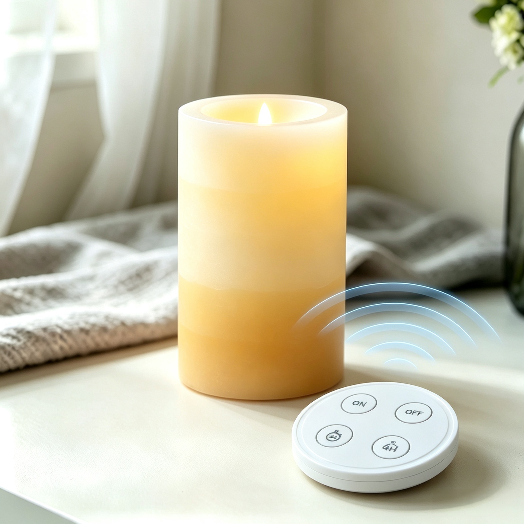 Wireless Remote Control Premium Electronic LED Candles – Real Wax Flameless Candles with RF Remote, Touch-Silent Switch, Wall-Penetrating Long Range Control, Customizable Brand & Functions ( Yellow ) 